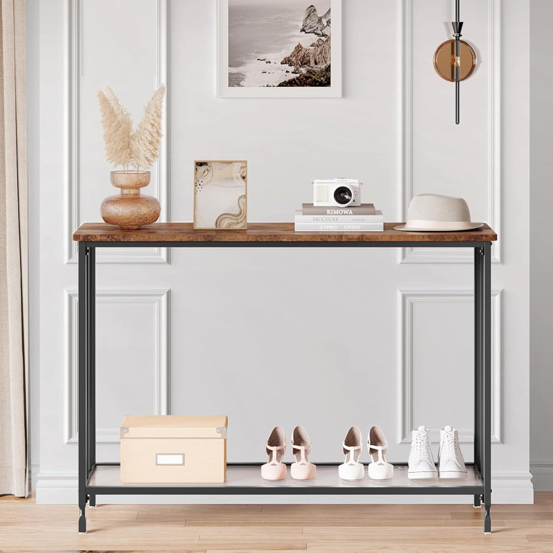 Console 41,5 ", tables de canapé, table d'entrée étroite avec tablette en verre