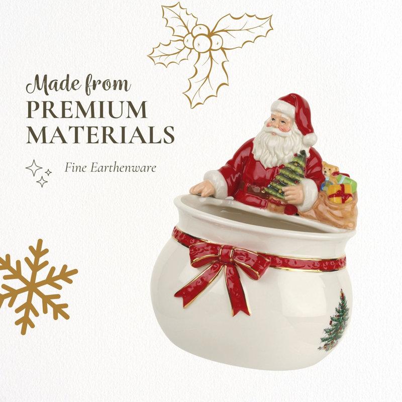 Spode Christmas Tree Santa Candy Bowl 7.75"