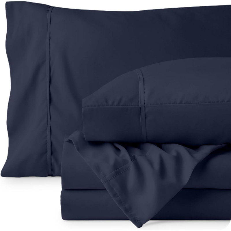 Soft Queen Sheet Set - Luxury 1800 - Hydro-Brushed - Deep Pockets - Easy Fit - 4 Piece Set - Bed-Ding Sheets & Pillowcases