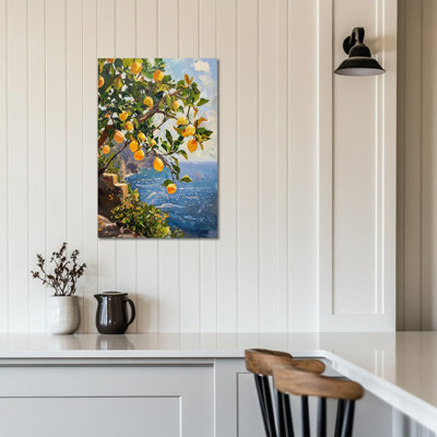 Lemon Wall Art, Lemon Canvas Wall Art, Italian Kitchen Wall Art, Vintage Fruit Wall Decor for Kitchen, Mediterranean Fruit Art Wall Decor, Lemon Pictures for Kitchen Wall Decor Prints Poster 12" × 16"