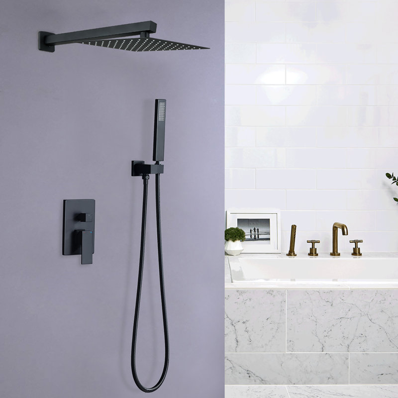 Complete Shower System with Rough in-Valve, Matte Black