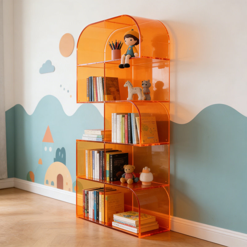 Orange Acrylic Creative Bookcase, (5 Shelves) 59.06"H x 31.5"W x 11.81"D