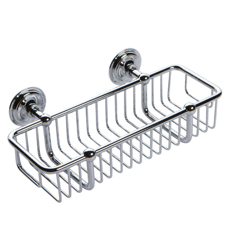 London Terrace Toiletry Basket, Polished Chrome, 3.25" H x 10.63" W x 5.31" D