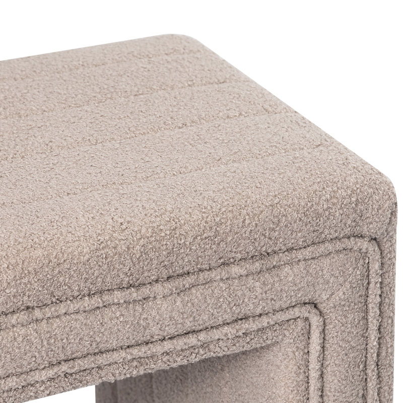 Repose-pieds rembourré de 22 pouces pour le salon, Molleton pelucheux gris