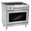 Cosmo 36 po Nebula Collection Cuisinière à gaz, 5 brûleurs, four à convection rapide, poignée en acier inoxydable