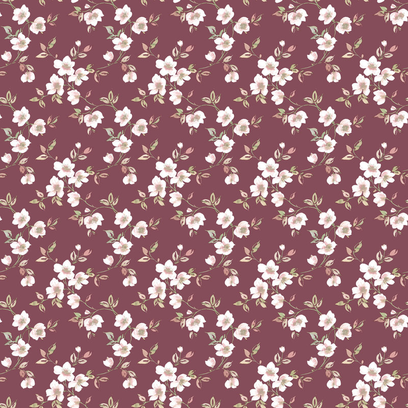 Basso 10m x 53cm Matte Wallpaper Roll, Cranberry/Cream