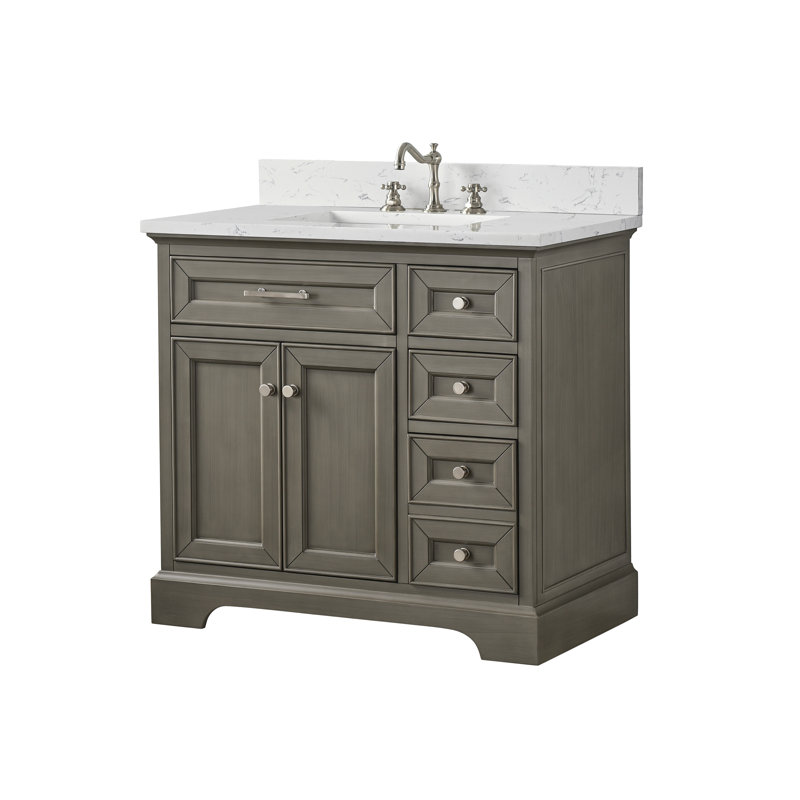 Thompson 36" W Single Bathroom Vanity, Silver Gray/Brushed Nickel