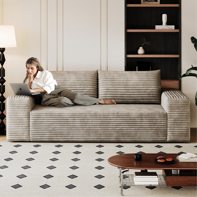 63" 2Setaser Sofa,Corduroy Fabric,Deep Seat Couches,Comfy Loveseat Sofa,No Assembly,1Pcs For Living Room, Bedroom,Conference Room ,Apartment,Camel