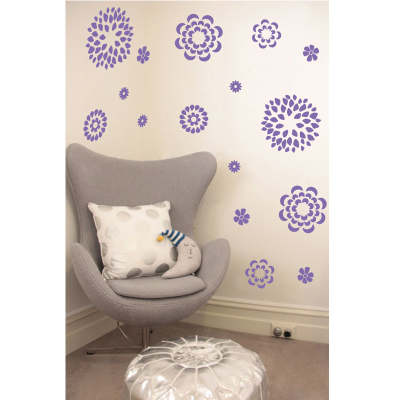 Adhésif décoratif motif floral, H 19 po x l 24 po x P 0,01 po, Lavande