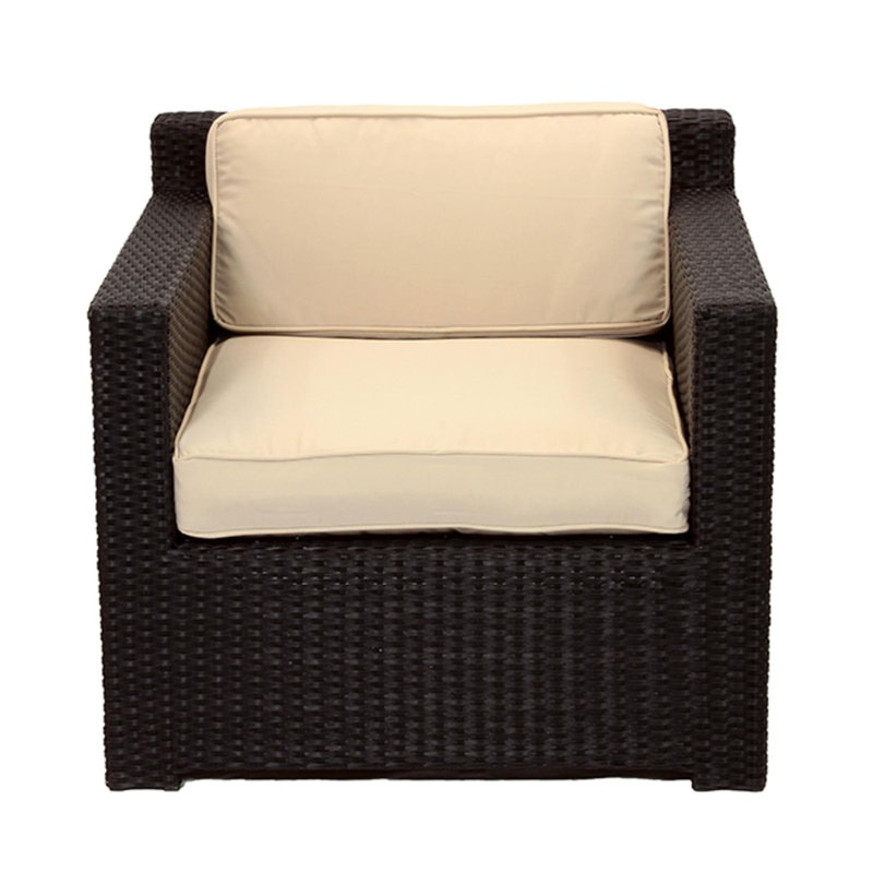Ensemble de mobilier d'extérieur en osier noir 3 pièces - 34 po, Beige