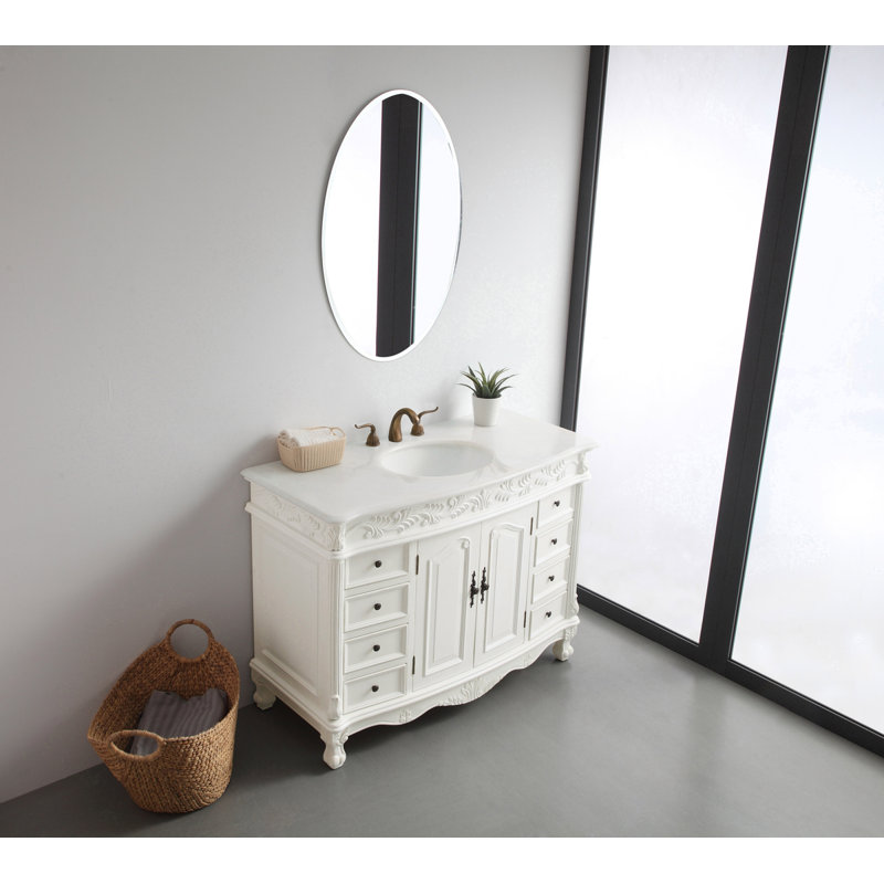 Mariella 48'' Single Bathroom Vanity with Top, Antique White, Ivory White