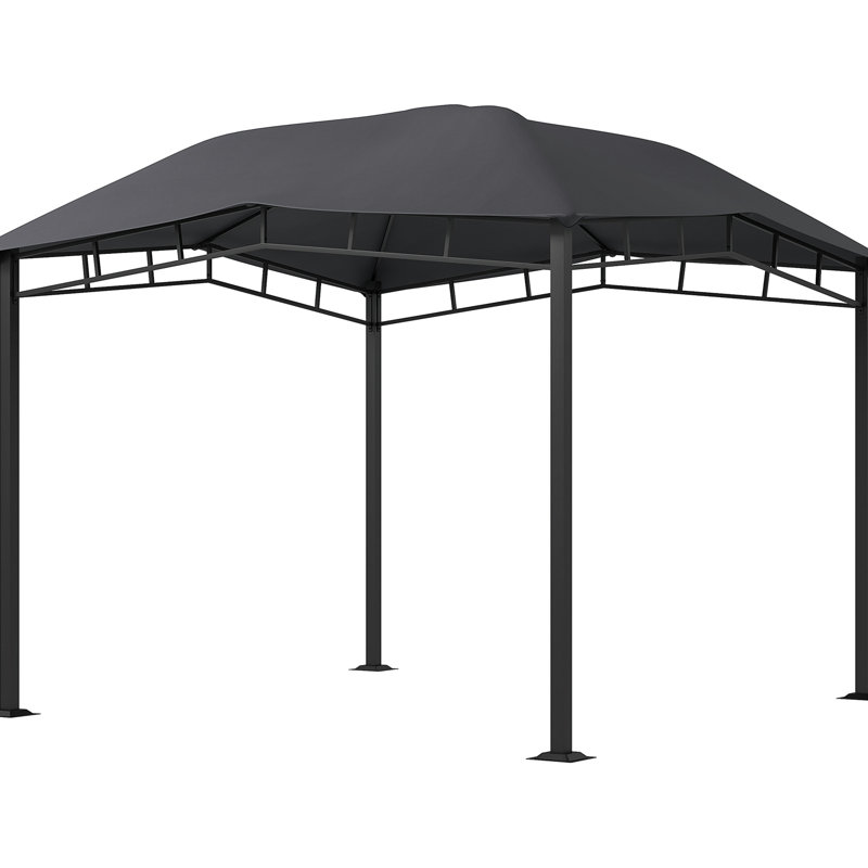 Pavillon de jardin 10 'X, toit géométrique, acier toutes saisons, auvent gris