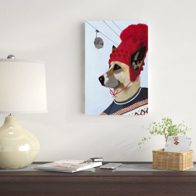 «Dog In Ski Sweater» par Fab Funky - impression sur toile tendue