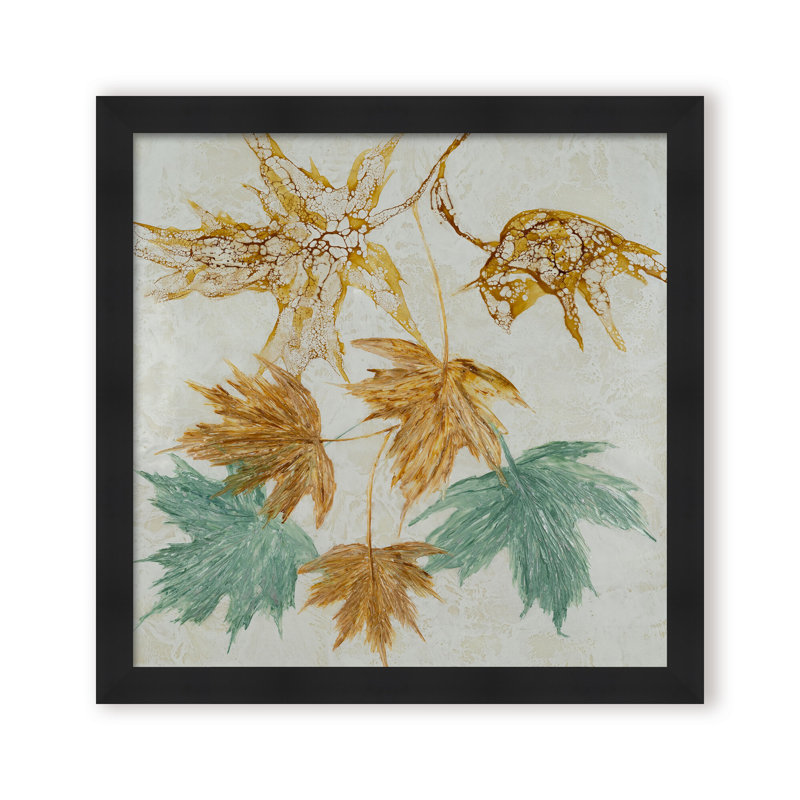 Nature Inspired "Lustrous Foliage" Canvas Wall Art By , 12" H x 12" W x 1.125" D, Framed Matted Print, Black