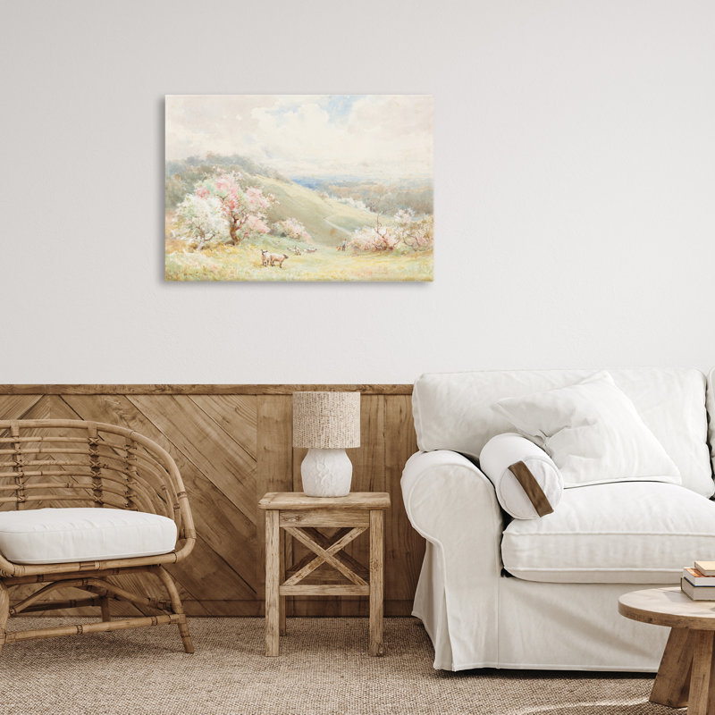 Lambs Strolling Pastel Countryside Canvas, design par Lux + Me Designs, H 16 po x l 24 po