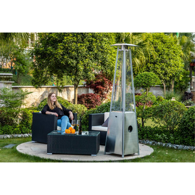 Chauffe-terrasse en tube à quartz, chaufferette à flamme visuelle 40000BTU - Acier inoxydable