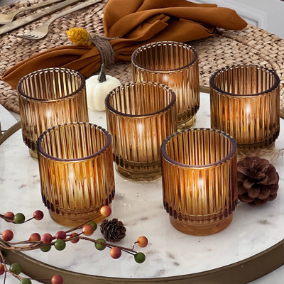 Ensemble de porte-votives de table en verre 6 pièces