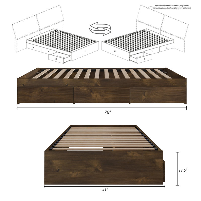 Lit plateforme avec rangement Ralston, Simple, Truffe