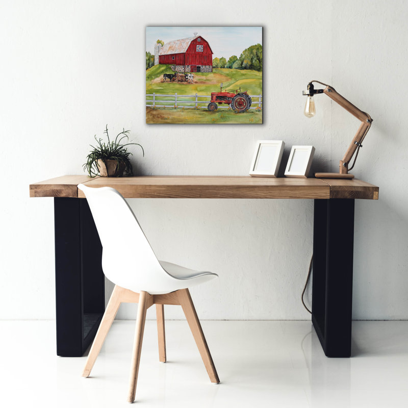 «Rurale rouge grange B» par Jean Plout, art mural sur toile, H 20 po x l 24 po x P 0,75 po