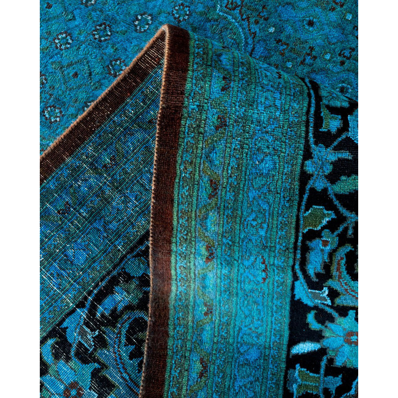 Tapis bleu unique de 10 pi 2 po x 14 pi 9 po Xiadani