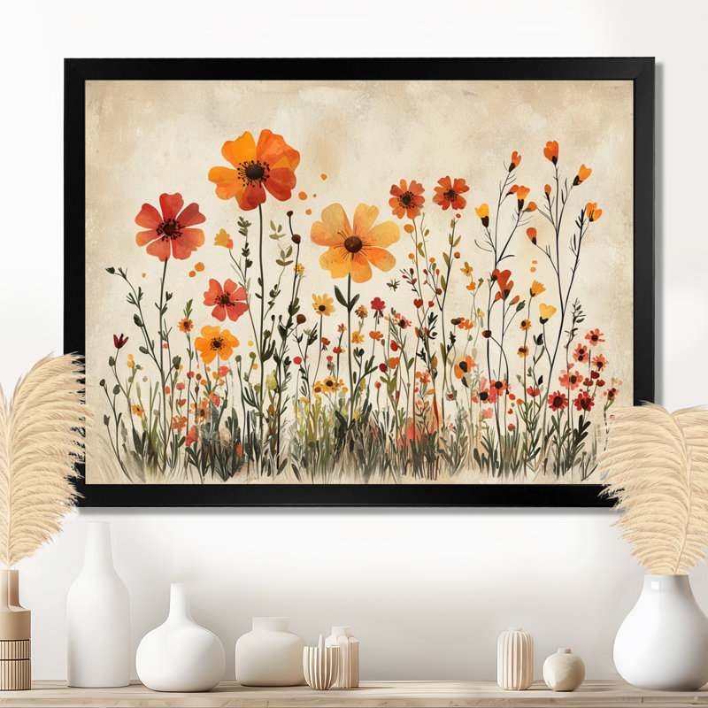 Iverson - Floral Wall Art, Reproduction encadrée d'une seule photo, Black, 12" H x 20" W