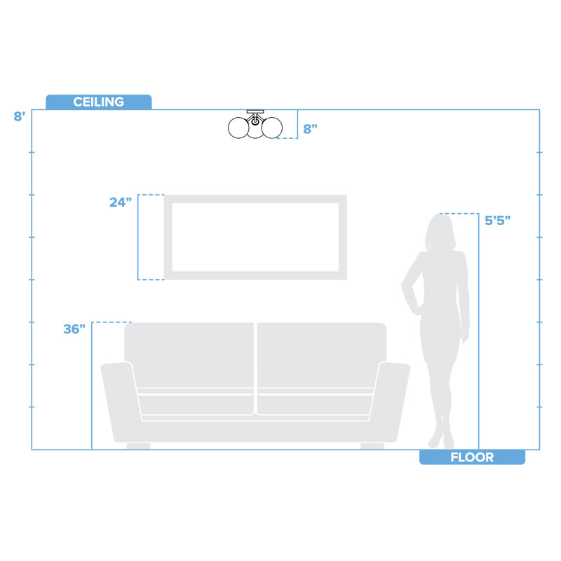 Brumback Glass Semi Flush Mount, Black