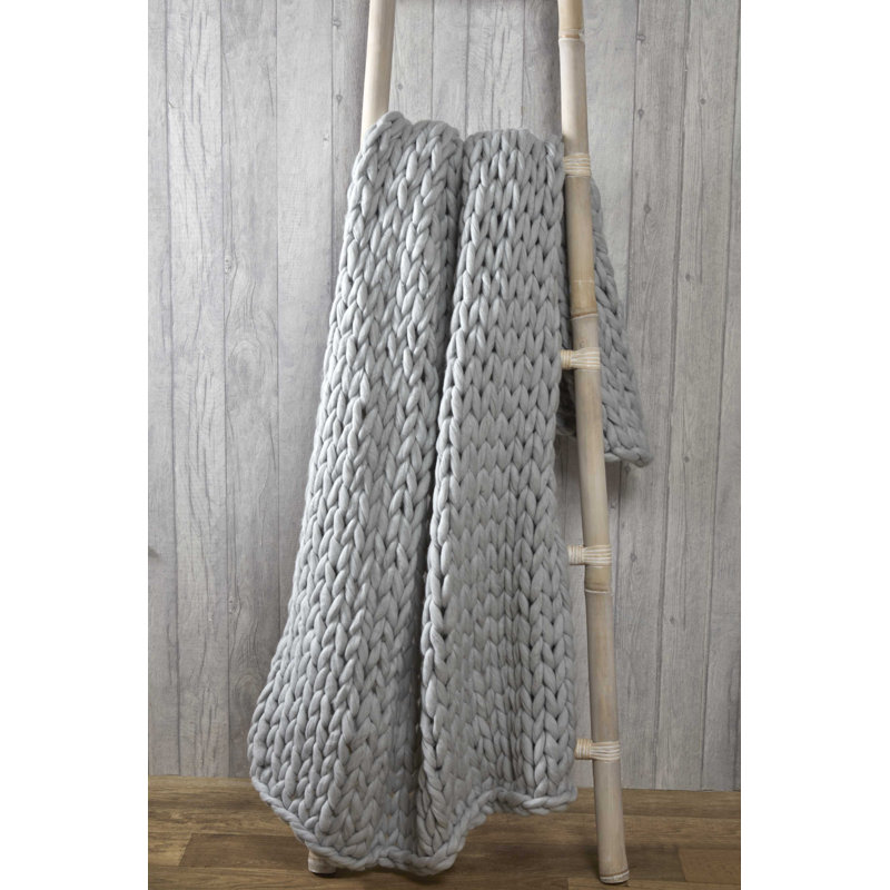 Cambel Cable Knit Throw Blanket, Grey