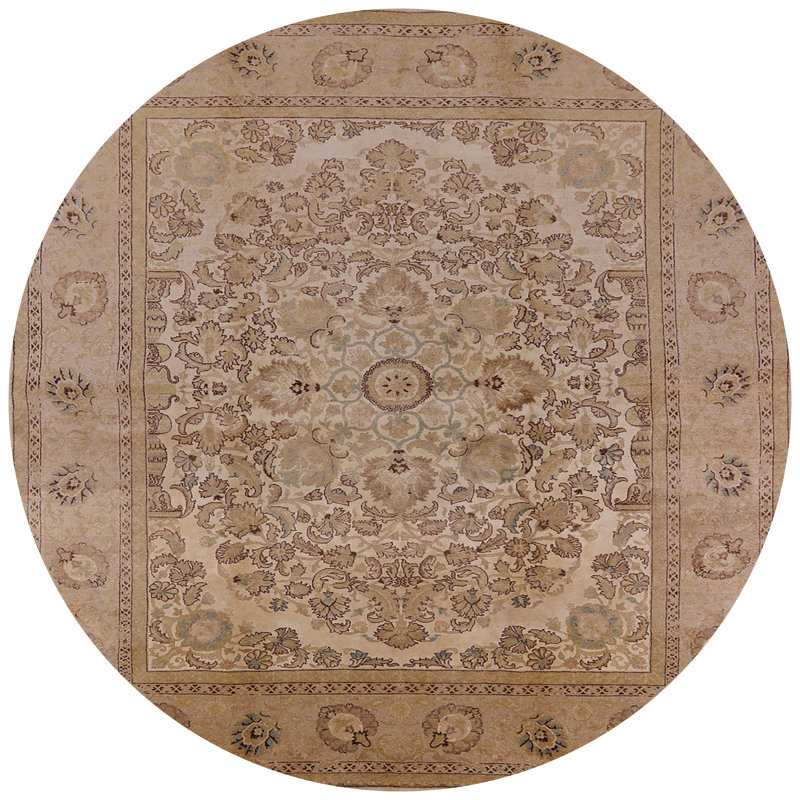 Tapis brun à motif oriental, Rond 6 pi