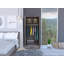 Armoire 180, deux tablettes, porte double, tringle en métal, un tiroir