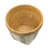 Set Of 2 White And Brown Cement Planters With V Pattern, L:D10x8"  S:D8x6.5"