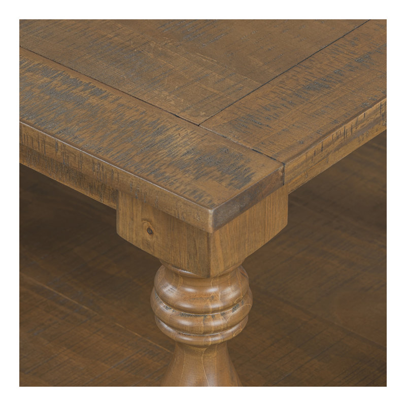Table basse rétro avec pieds de colonne en vase artistique et placage de pin luxueux pour un charme intemporel, convient au salon, à la salle d'étude