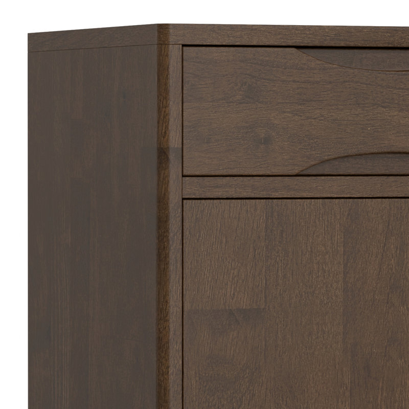 Walnut Brown Solid Wood Freestanding Office Cabinet with Adjustable Shelving