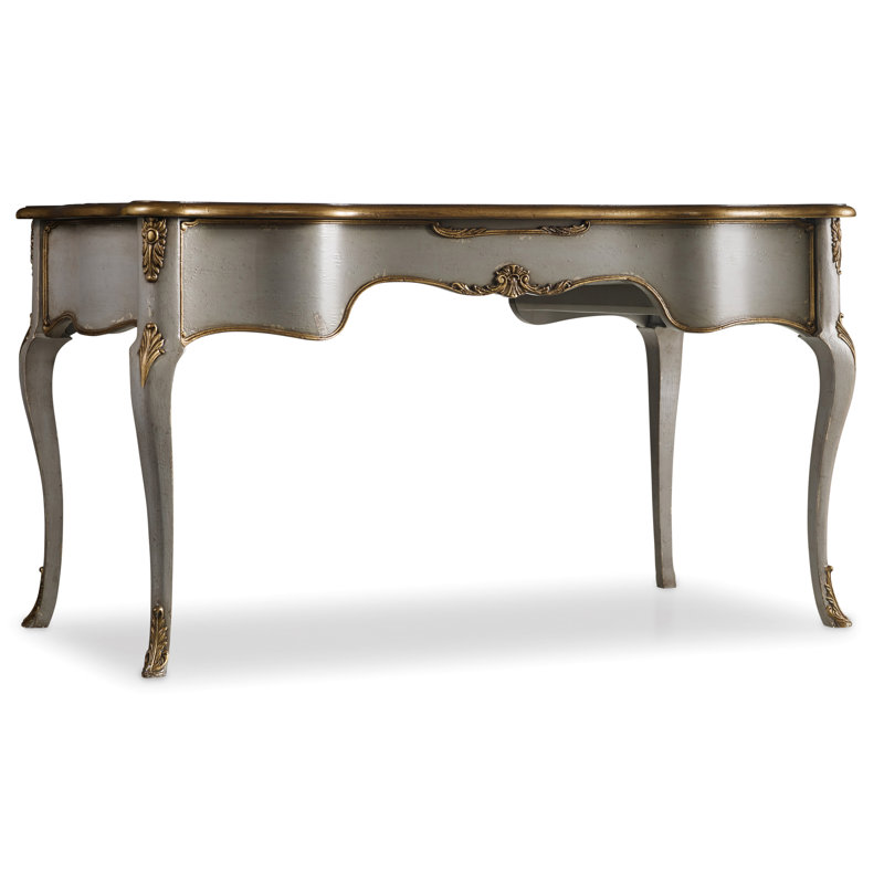Gray French Country Wood Writing Desk with Drawers
