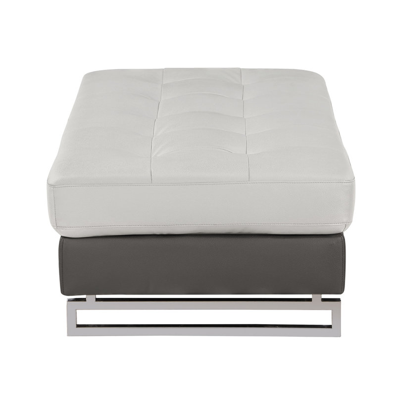 Canapé modulaire en cuir véritable gris avec structure en bois massif et pieds élégants, expérience spacieuse