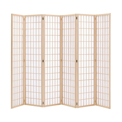 Wallaston 270cm W x 180cm H 6-Panel Solid Wood Folding Room Divider Screen