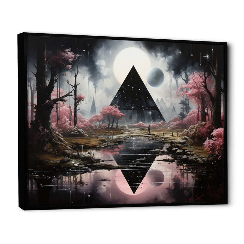 Pyramide monochrome Mirage - impression, H 24 po x l 32 po x P 1 po, Cadre flottant noir