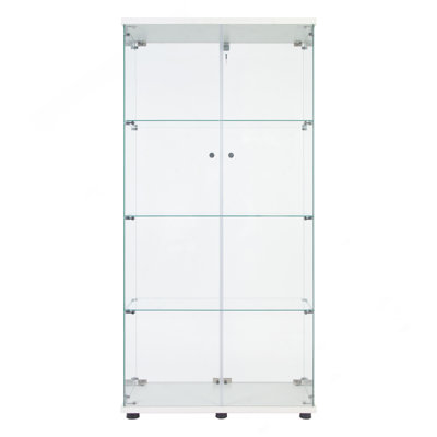 Vitrine vitrée à deux portes avec 4 tablettes, blanc