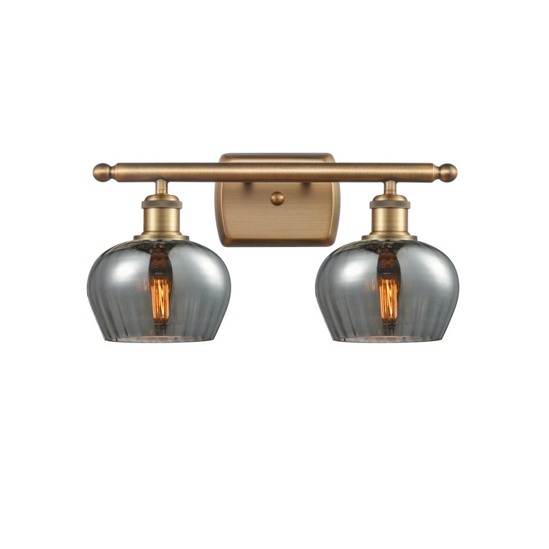 Éclairage pour salle de bain à intensité variable 2 lumières Lyman, Ampoule incandescente rétro de 60 watts, Laiton brossé