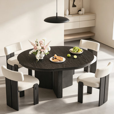 Table de salle à manger ovale extensible, table de cuisine de ferme moderne avec base à piédestal et patins réglables pour la salle à manger et la cuisine
