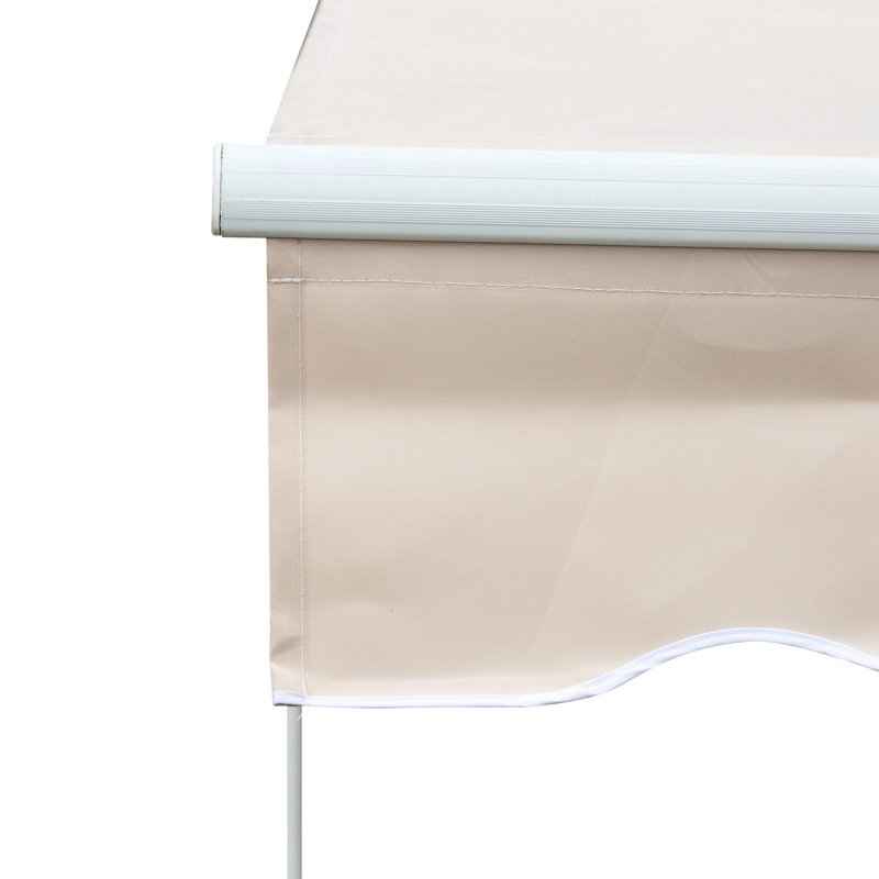 Auvent de terrasse beige escamotable 8 pi x 7 pi - Pare-soleil manuel pour terrasse, réglable sur supérieur et résistant à la chaleur, sur mesure