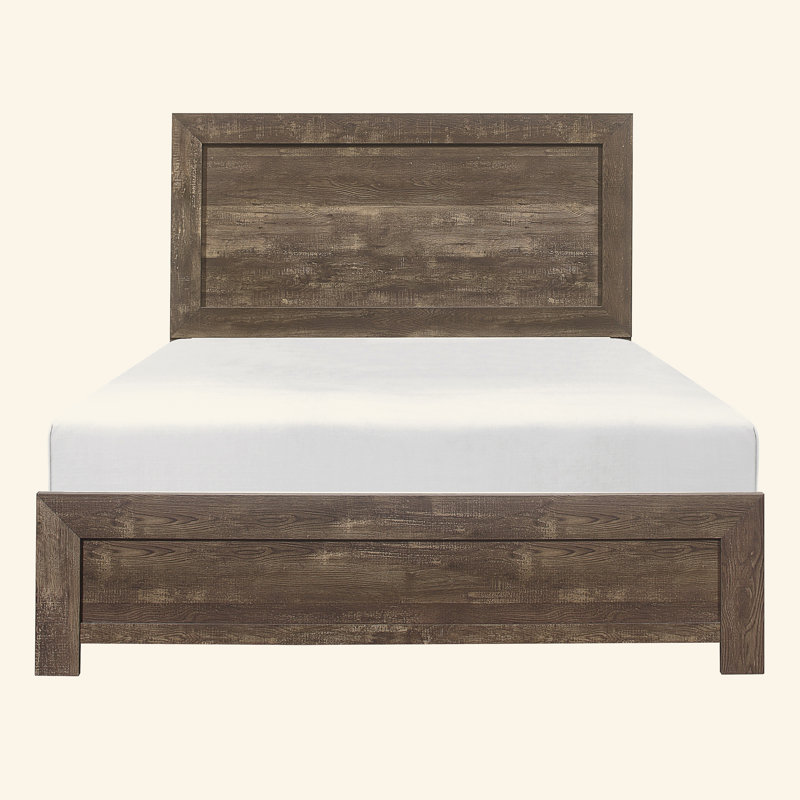 Mobilier de chambre à coucher rustique à panneau en bois 1pc, lit dans une boîte, Lit double, Brun rustique
