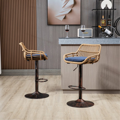 Deux tabourets de bar, tabourets de bar pivotants, chaises à hauteur de comptoir réglable pour la cuisine, la salle à manger, tabouret de bar moderne pour la maison