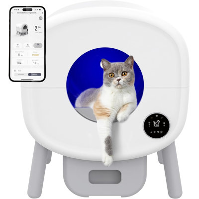 MoraRise Self Cleaning Cat Litter Tray, 76L Extra Large Automatic Litter Box with APP Control, Safety Protection, 6 Color Lighting Electric Cat Litter Box for Multiple Cats