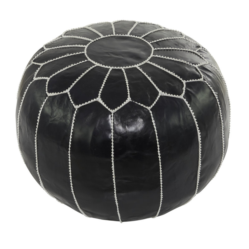 Pouf Innis Cole, Cuir noir assorti