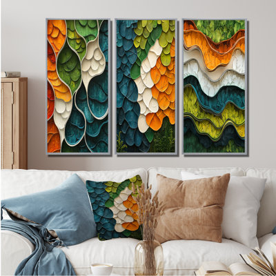Biomorphism Earth Ephemeral Pathway I - Lyrical Abstraction Wall Art, ensemble de 3 collections