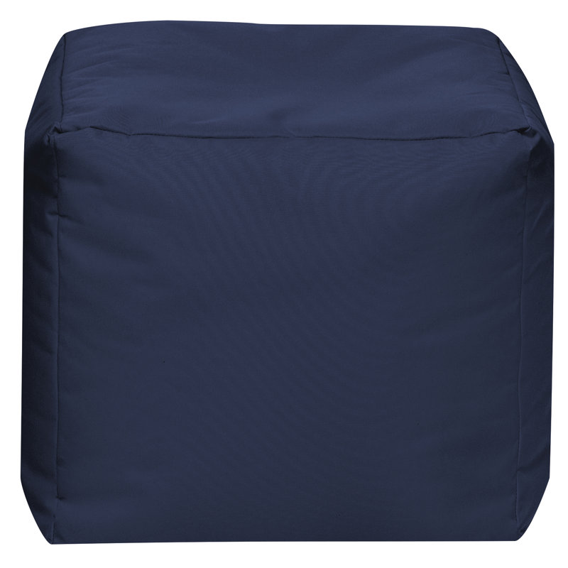  Moseley 16" Square Bean Bag Pouf Ottoman, Water-Repellent, Navy