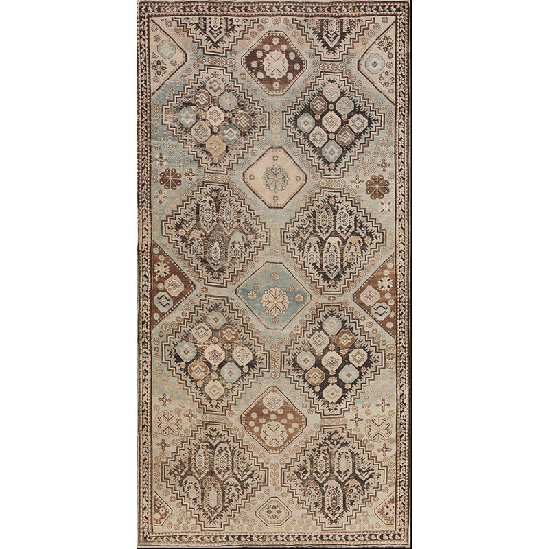 Antique Baku Caucasian Geometric Knotted Rug