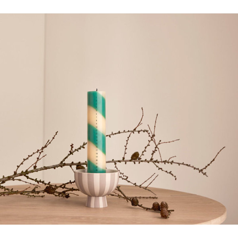 Christmas Calendar Unscented Pillar Candle, Green