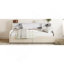Lit plateforme simple tapissier avec rangement et tiroirs, beige