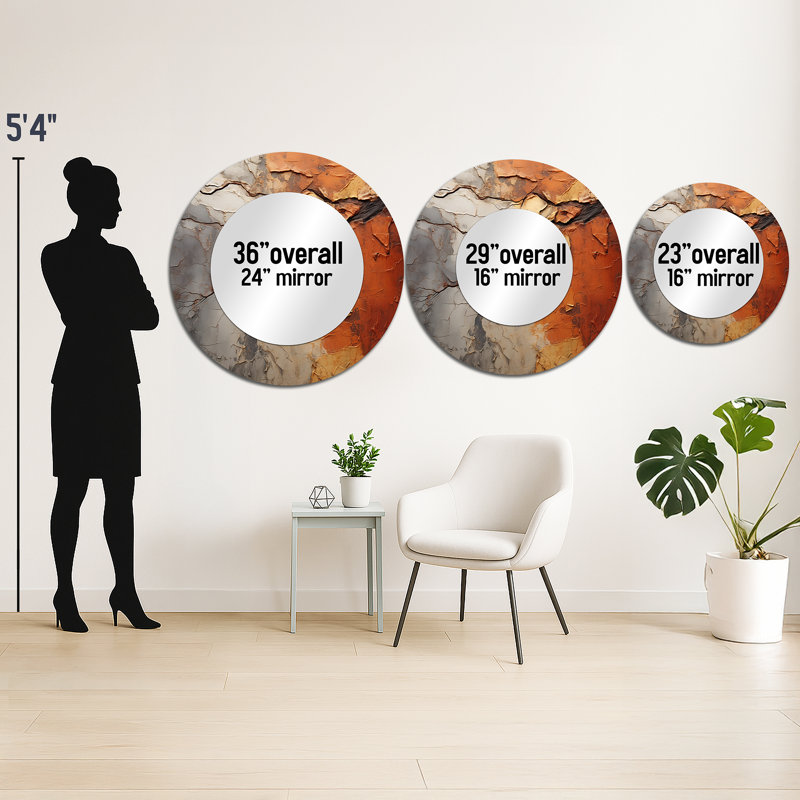 Seray - Modern Round Mirror Wall Decor, 23" x 23"